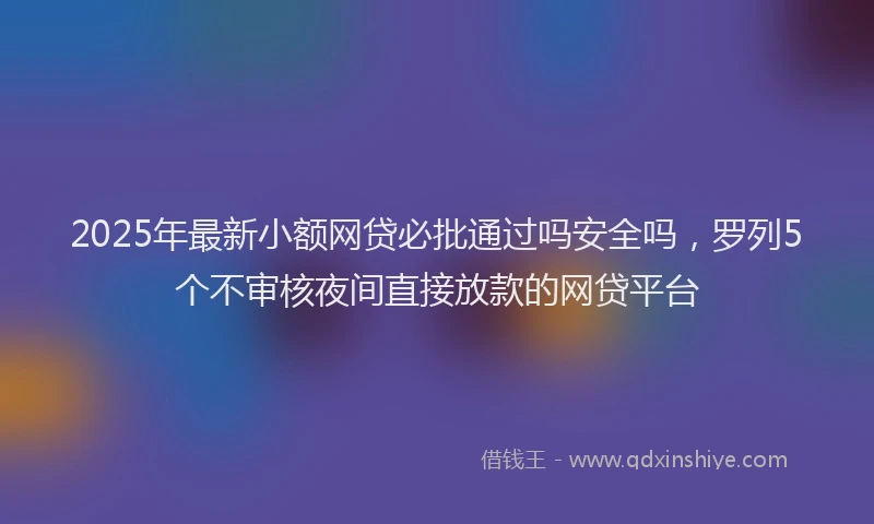 2025年最新小额网贷必批通过吗安全吗，罗列5个不审核夜间直接放款的网贷平台