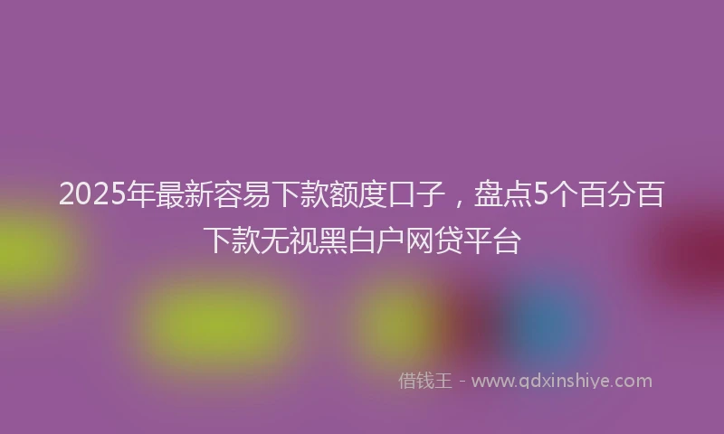 2025年最新容易下款额度口子，盘点5个百分百下款无视黑白户网贷平台