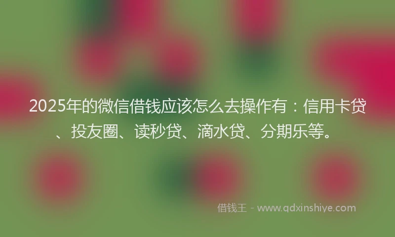 2025年的微信借钱应该怎么去操作有：信用卡贷、投友圈、读秒贷、滴水贷、分期乐等。