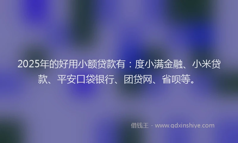 2025年的好用小额贷款有：度小满金融、小米贷款、平安口袋银行、团贷网、省呗等。