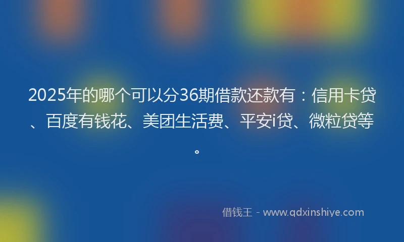 2025年的哪个可以分36期借款还款有：信用卡贷、百度有钱花、美团生活费、平安i贷、微粒贷等。