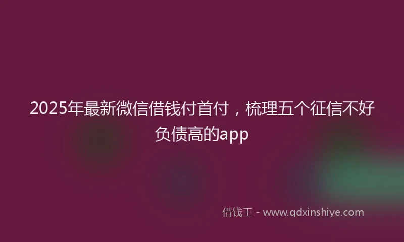 2025年最新微信借钱付首付，梳理五个征信不好负债高的app