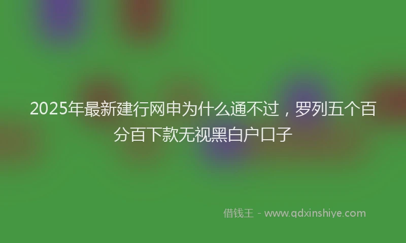 2025年最新建行网申为什么通不过，罗列五个百分百下款无视黑白户口子