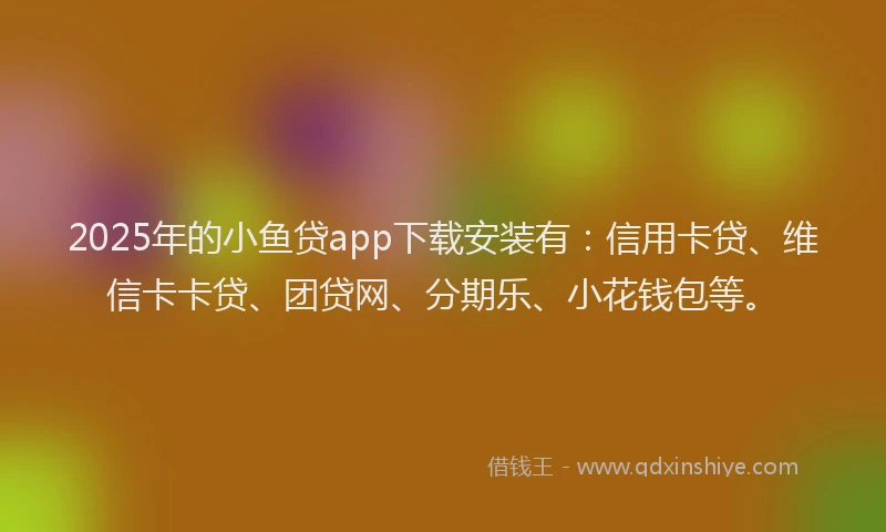 2025年的小鱼贷app下载安装有：信用卡贷、维信卡卡贷、团贷网、分期乐、小花钱包等。