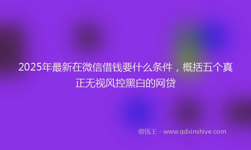 2025年最新在微信借钱要什么条件，概括五个真正无视风控黑白的网贷