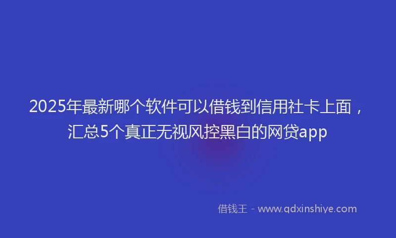 2025年最新哪个软件可以借钱到信用社卡上面，汇总5个真正无视风控黑白的网贷app