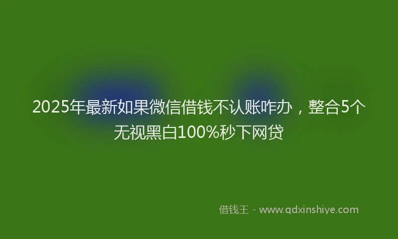 2025年最新如果微信借钱不认账咋办，整合5个无视黑白100%秒下网贷
