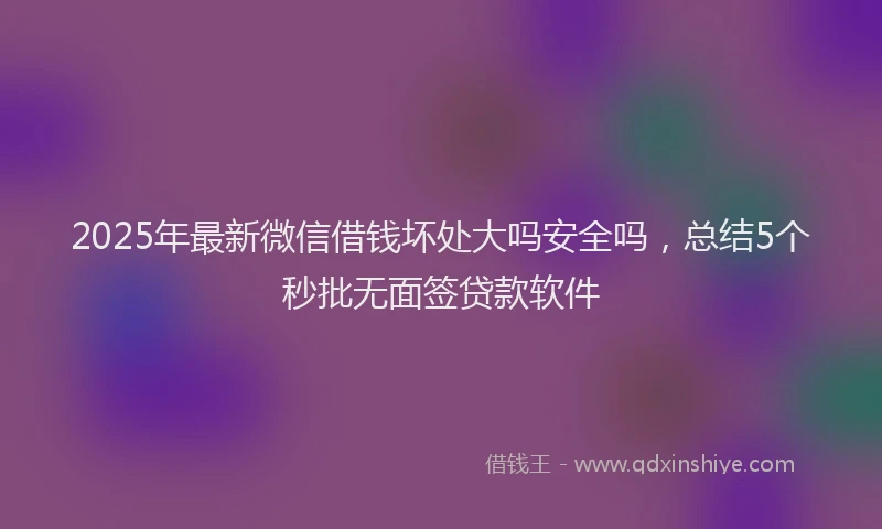 2025年最新微信借钱坏处大吗安全吗，总结5个秒批无面签贷款软件