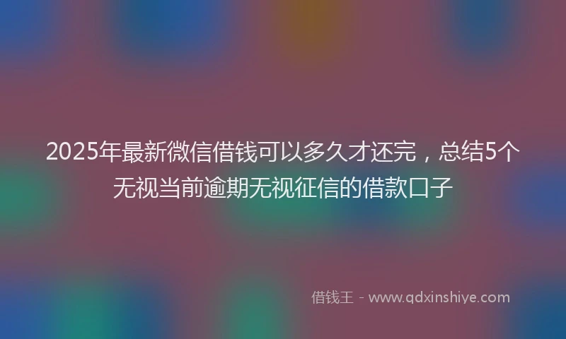 2025年最新微信借钱可以多久才还完，总结5个无视当前逾期无视征信的借款口子