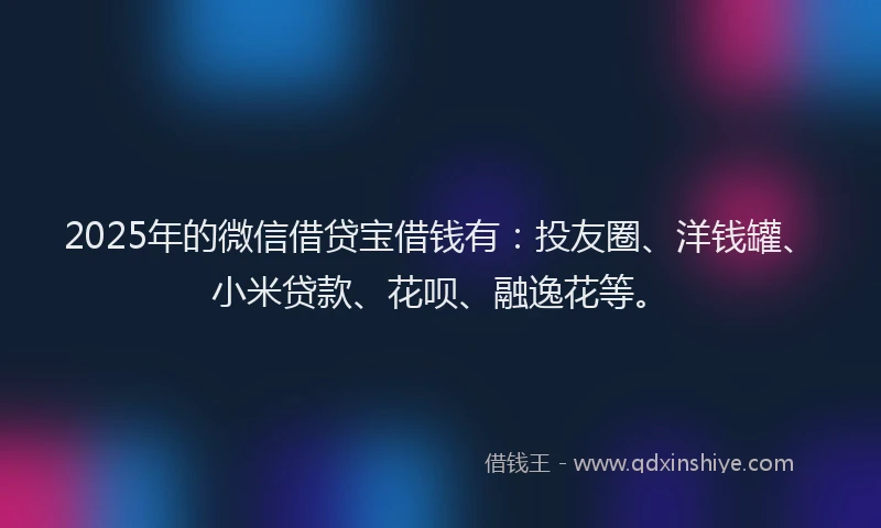 2025年的微信借贷宝借钱有：投友圈、洋钱罐、小米贷款、花呗、融逸花等。