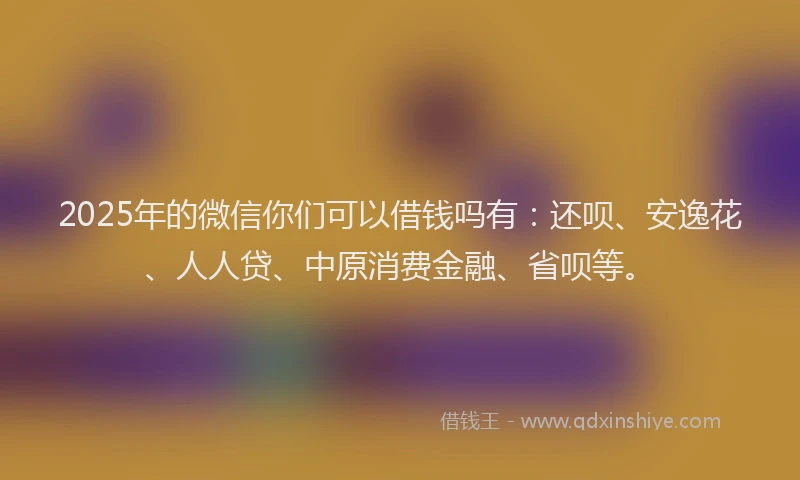 2025年的微信你们可以借钱吗有：还呗、安逸花、人人贷、中原消费金融、省呗等。