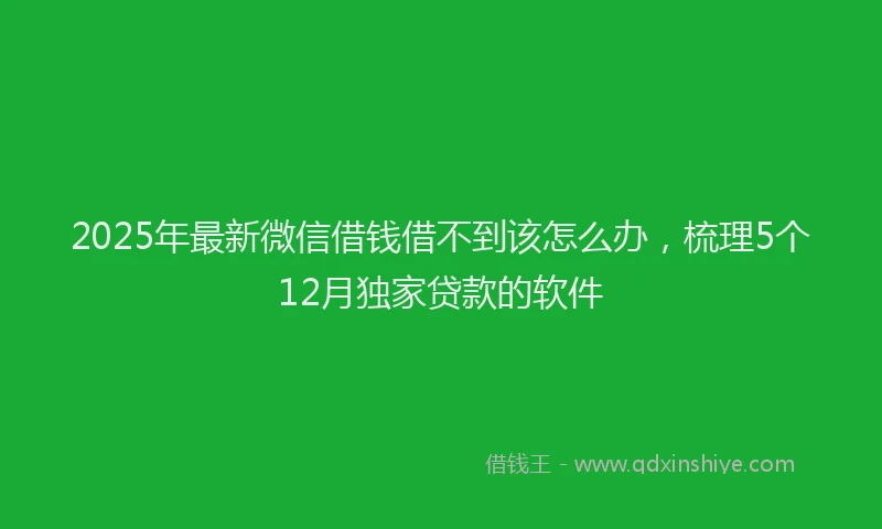 2025年最新微信借钱借不到该怎么办，梳理5个12月独家贷款的软件