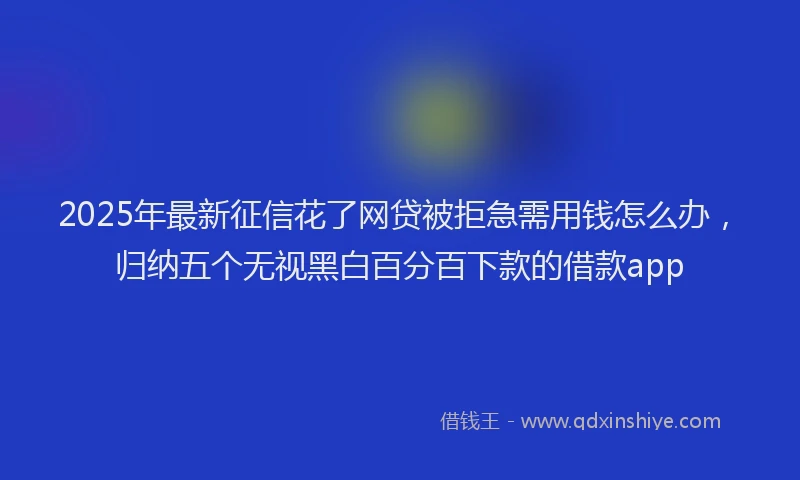 2025年最新征信花了网贷被拒急需用钱怎么办，归纳五个无视黑白百分百下款的借款app