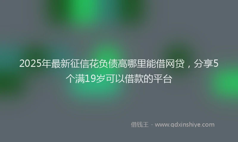 2025年最新征信花负债高哪里能借网贷，分享5个满19岁可以借款的平台