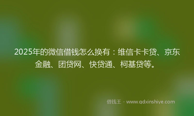 2025年的微信借钱怎么换有：维信卡卡贷、京东金融、团贷网、快贷通、柯基贷等。