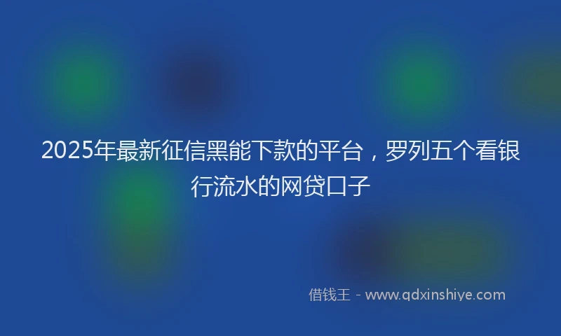 2025年最新征信黑能下款的平台，罗列五个看银行流水的网贷口子