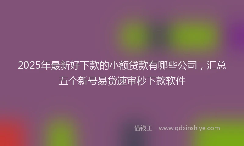 2025年最新好下款的小额贷款有哪些公司，汇总五个新号易贷速审秒下款软件