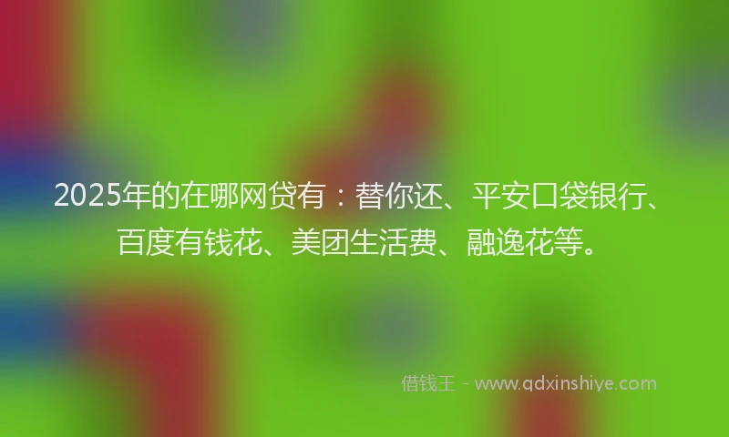 2025年的在哪网贷有：替你还、平安口袋银行、百度有钱花、美团生活费、融逸花等。