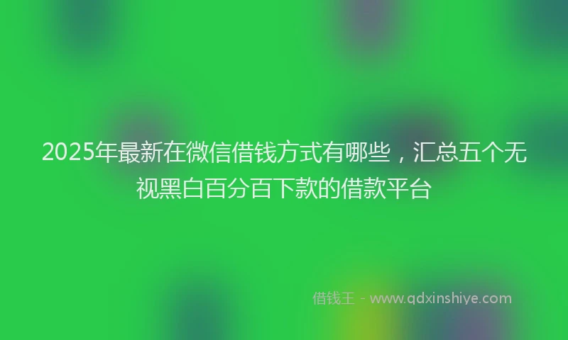 2025年最新在微信借钱方式有哪些，汇总五个无视黑白百分百下款的借款平台
