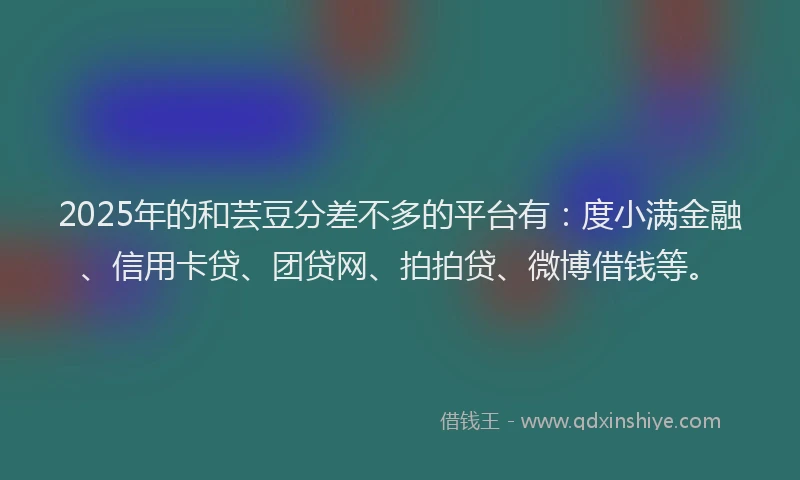 2025年的和芸豆分差不多的平台有：度小满金融、信用卡贷、团贷网、拍拍贷、微博借钱等。