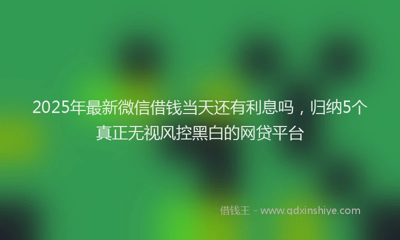 2025年最新微信借钱当天还有利息吗，归纳5个真正无视风控黑白的网贷平台