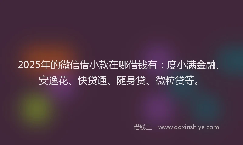 2025年的微信借小款在哪借钱有：度小满金融、安逸花、快贷通、随身贷、微粒贷等。
