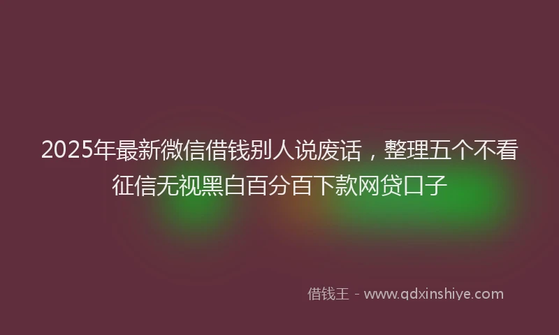 2025年最新微信借钱别人说废话，整理五个不看征信无视黑白百分百下款网贷口子