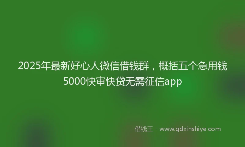 2025年最新好心人微信借钱群，概括五个急用钱5000快审快贷无需征信app