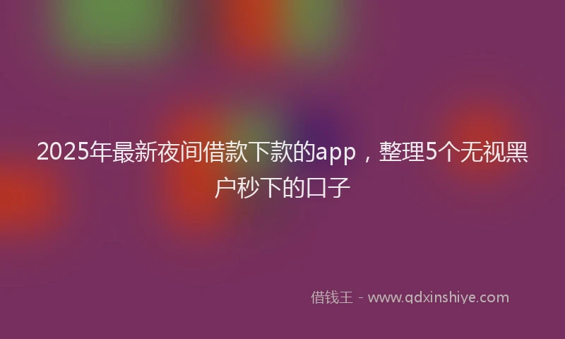 2025年最新夜间借款下款的app，整理5个无视黑户秒下的口子