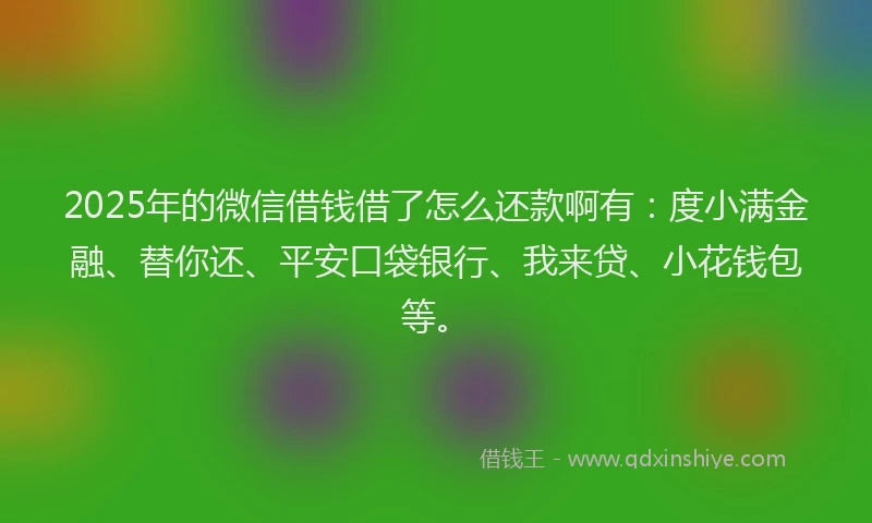 2025年的微信借钱借了怎么还款啊有：度小满金融、替你还、平安口袋银行、我来贷、小花钱包等。