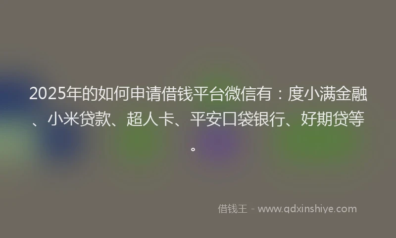 2025年的如何申请借钱平台微信有：度小满金融、小米贷款、超人卡、平安口袋银行、好期贷等。
