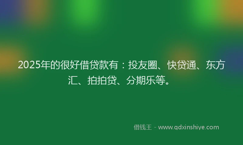 2025年的很好借贷款有：投友圈、快贷通、东方汇、拍拍贷、分期乐等。