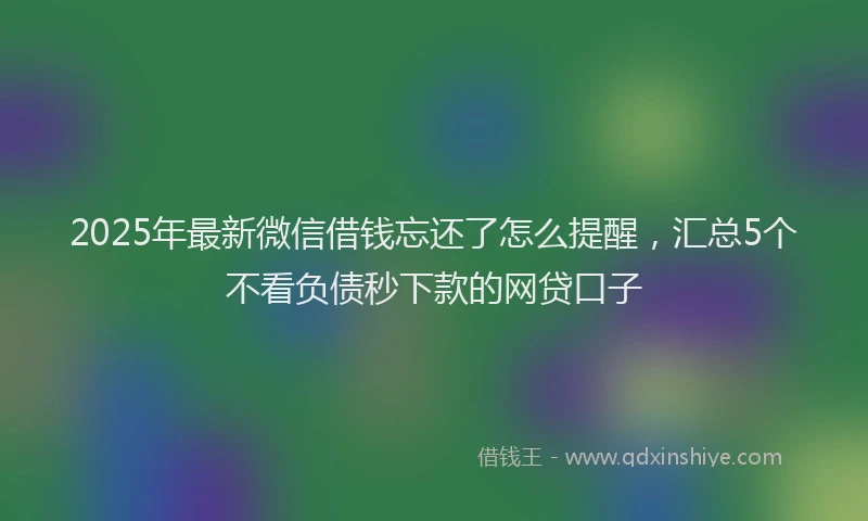 2025年最新微信借钱忘还了怎么提醒，汇总5个不看负债秒下款的网贷口子