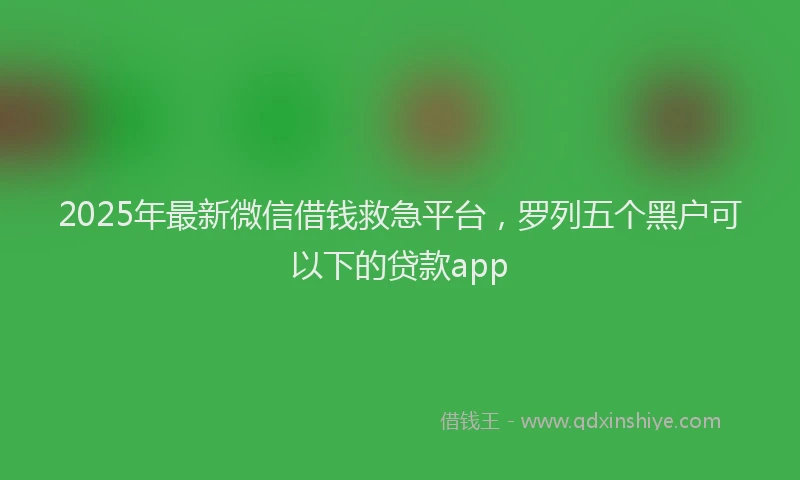 2025年最新微信借钱救急平台，罗列五个黑户可以下的贷款app