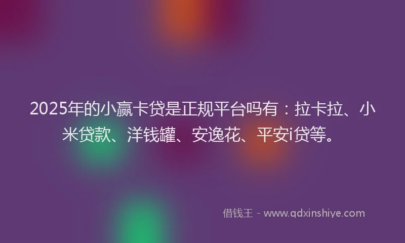 2025年的小赢卡贷是正规平台吗有：拉卡拉、小米贷款、洋钱罐、安逸花、平安i贷等。