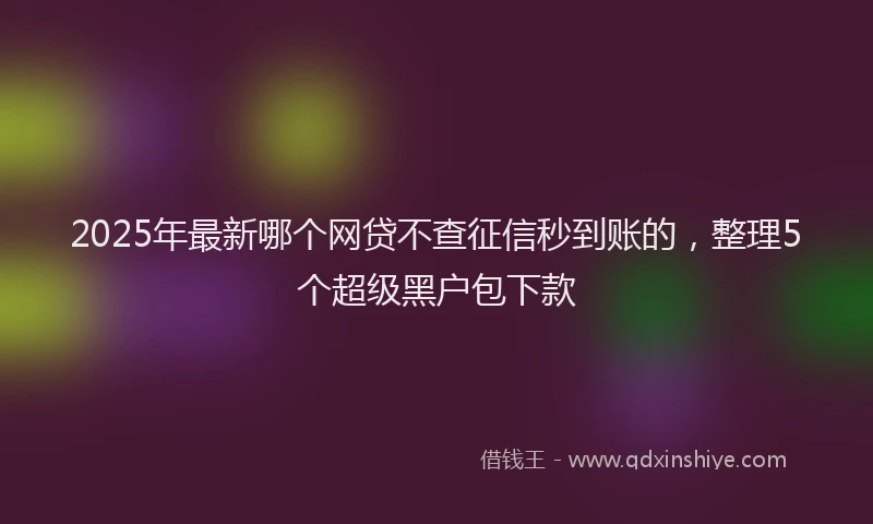 2025年最新哪个网贷不查征信秒到账的，整理5个超级黑户包下款