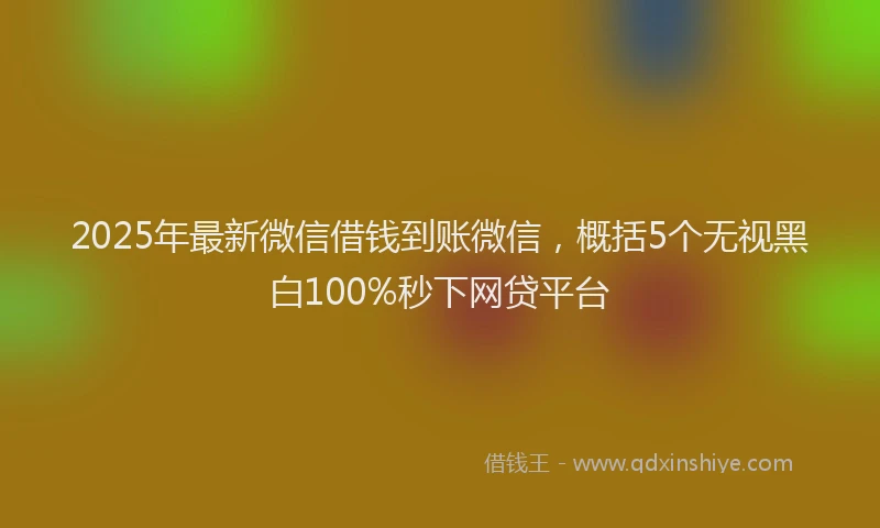 2025年最新微信借钱到账微信，概括5个无视黑白100%秒下网贷平台