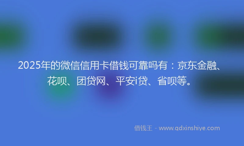2025年的微信信用卡借钱可靠吗有：京东金融、花呗、团贷网、平安i贷、省呗等。
