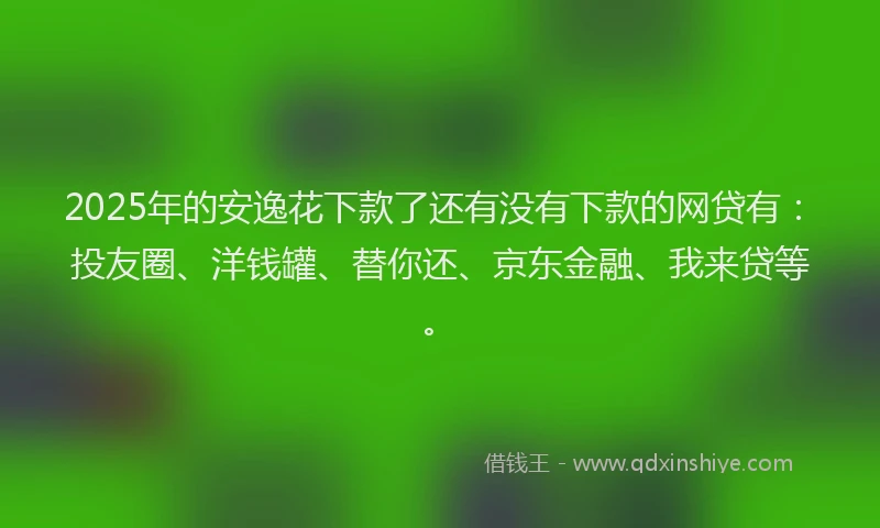 2025年的安逸花下款了还有没有下款的网贷有：投友圈、洋钱罐、替你还、京东金融、我来贷等。