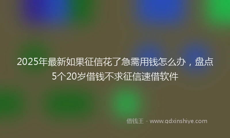 2025年最新如果征信花了急需用钱怎么办，盘点5个20岁借钱不求征信速借软件