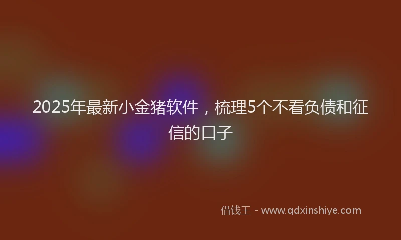 2025年最新小金猪软件，梳理5个不看负债和征信的口子