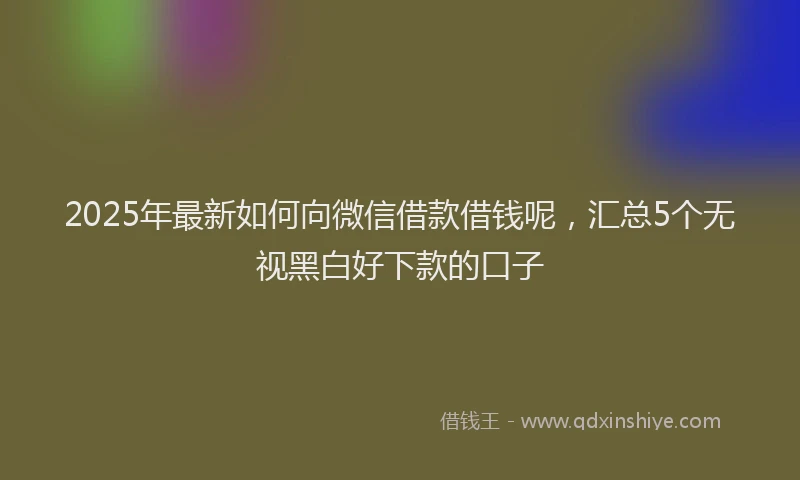 2025年最新如何向微信借款借钱呢，汇总5个无视黑白好下款的口子