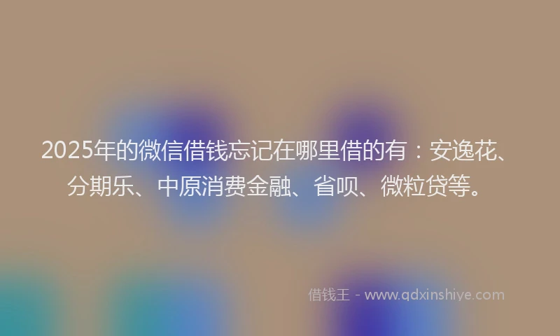 2025年的微信借钱忘记在哪里借的有：安逸花、分期乐、中原消费金融、省呗、微粒贷等。