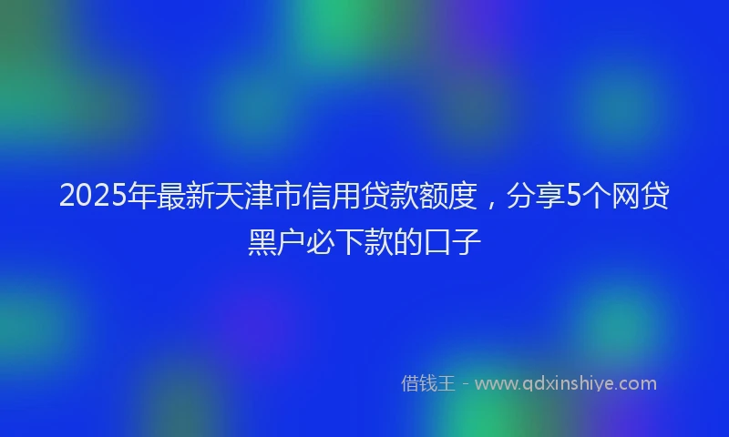 2025年最新天津市信用贷款额度，分享5个网贷黑户必下款的口子