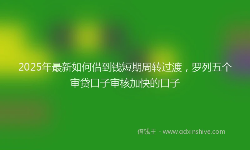 2025年最新如何借到钱短期周转过渡，罗列五个审贷口子审核加快的口子