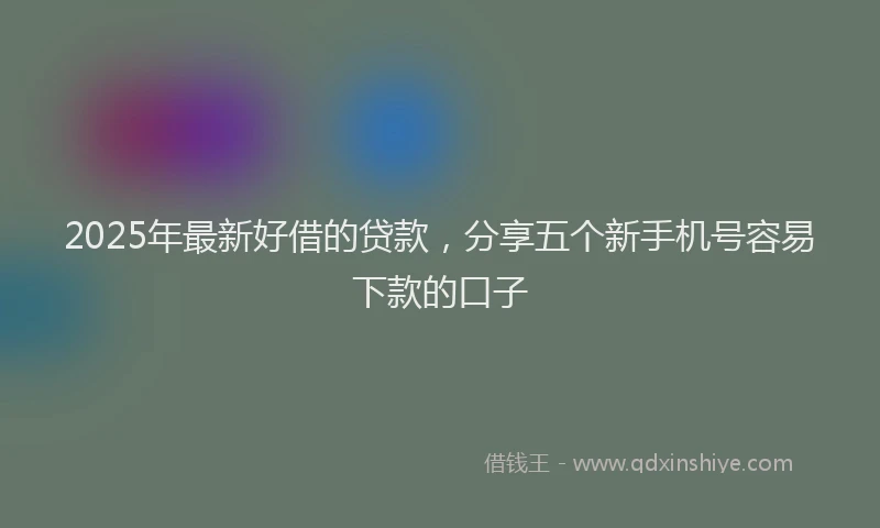 2025年最新好借的贷款，分享五个新手机号容易下款的口子