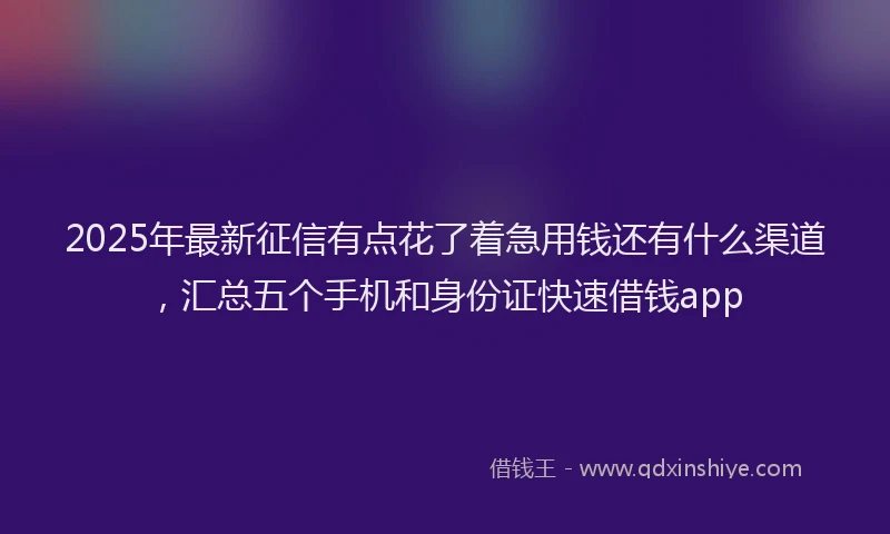 2025年最新征信有点花了着急用钱还有什么渠道，汇总五个手机和身份证快速借钱app