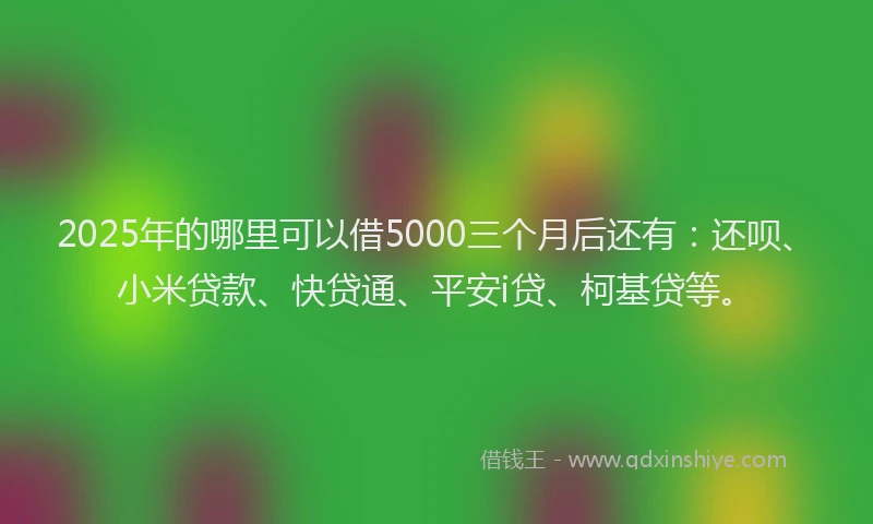 2025年的哪里可以借5000三个月后还有：还呗、小米贷款、快贷通、平安i贷、柯基贷等。