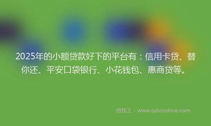 2025年的小额贷款好下的平台有：信用卡贷、替你还、平安口袋银行、小花钱包、惠商贷等。