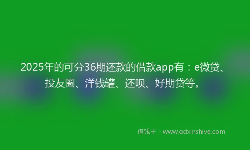 2025年的可分36期还款的借款app有：e微贷、投友圈、洋钱罐、还呗、好期贷等。